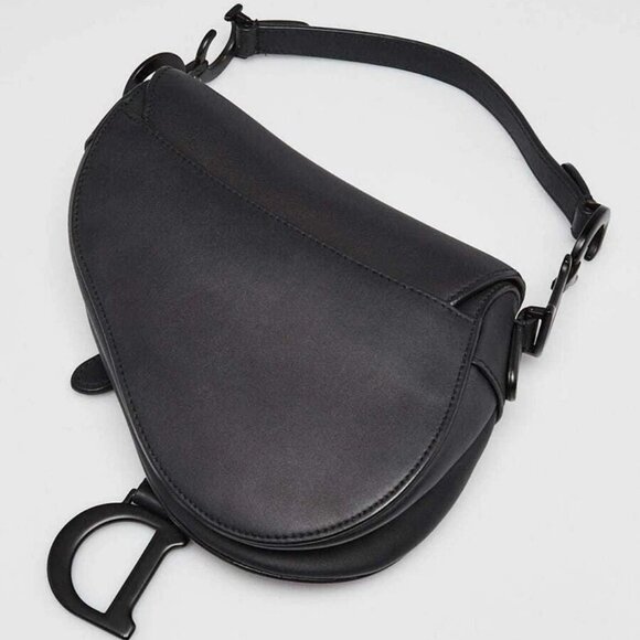 Christian Dior Black Ultramatte Leather Mini Saddle Bag - Picture 3 of 11